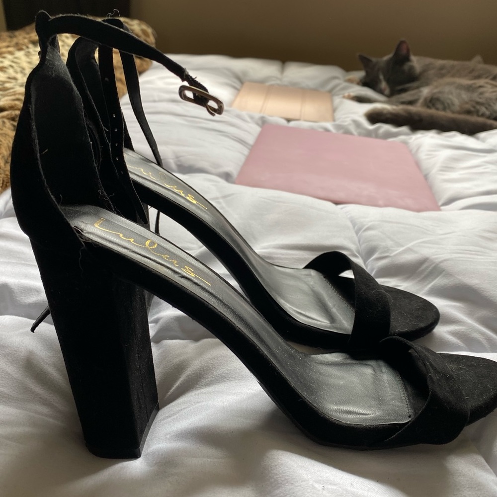 Black ankle strap heels